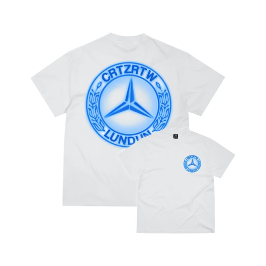 Corteiz Benz Tee White by Corteiz in Clothing. Available at KershKicks for £85.00. A must-have for fans of Corteiz looking to elevate their style with this T-Shirt.