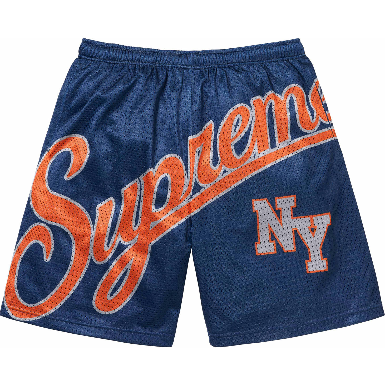Supreme Big Script Mesh Short Navy by Supreme in Shorts. Available at KershKicks for £150.00. A must-have for fans of Supreme looking to elevate their style with this Shorts.