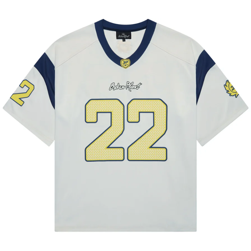 Broken Planet Football Jersey White/Blue by Broken Planet Market in Uncategorized. Available at KershKicks for £130.50. A must-have for fans of Broken Planet Market looking to elevate their style with this T-Shirt.