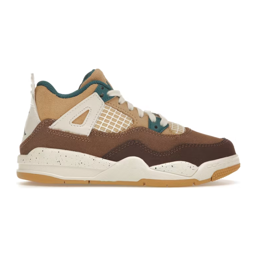 Jordan 4 Retro Cacao Wow (PS) by Jordan's in Shoes. Available at KershKicks for £90.00. A must-have for fans of Jordan's looking to elevate their style with this Kids Trainers.