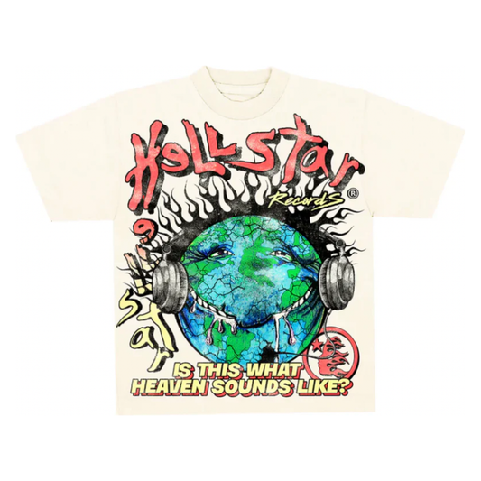 Hellstar Studios Heaven On Earth T-Shirt by Hellstar in Clothing. Available at KershKicks for £200.00. A must-have for fans of Hellstar looking to elevate their style with this T-Shirt.