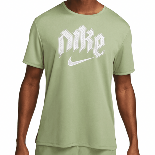 Nike Run Division Challenger Miler T-Shirt 'Oil Green' by Nike in Activewear. Available at KershKicks for £45.00. A must-have for fans of Nike looking to elevate their style with this Activewear.