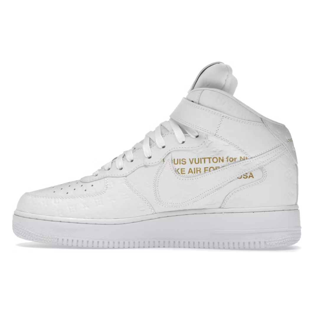 Louis Vuitton Nike Air Force 1 Mid By Virgil Abloh White by Nike in Uncategorized. Available at KershKicks for £5000.00. A must-have for fans of Nike looking to elevate their style with this Shoes.