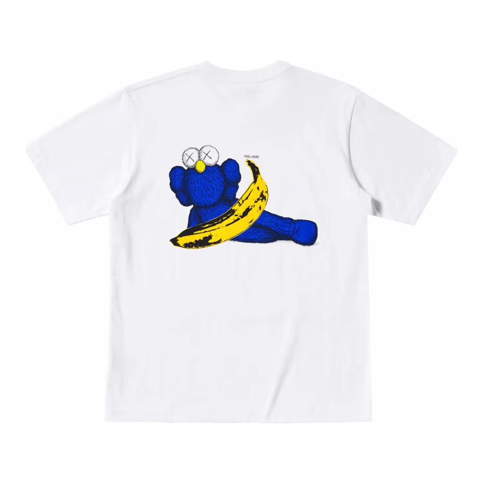 KAWS x Uniqlo Warhol UT Graphic Banana T-Shirt White by Kaws in . Available at KershKicks for £25.00. A must-have for fans of Kaws looking to elevate their style with this T-Shirt.