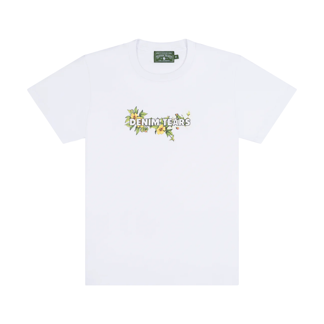 Denim Tears Logo Tee White by Denim Tears in . Available at KershKicks for £95.00. A must-have for fans of Denim Tears looking to elevate their style with this T-Shirt.