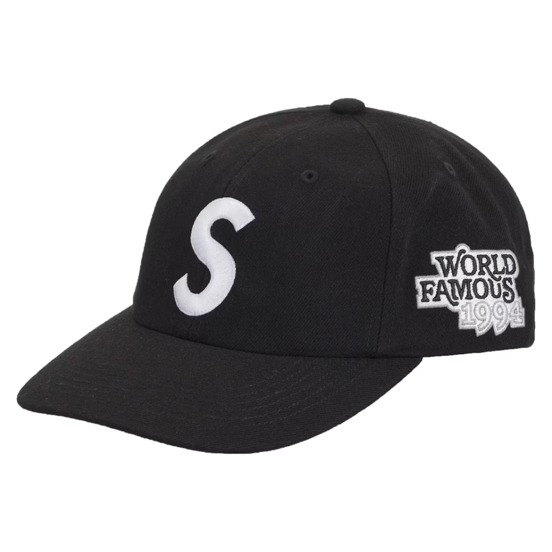 Supreme World Famous S Logo 6-Panel Black