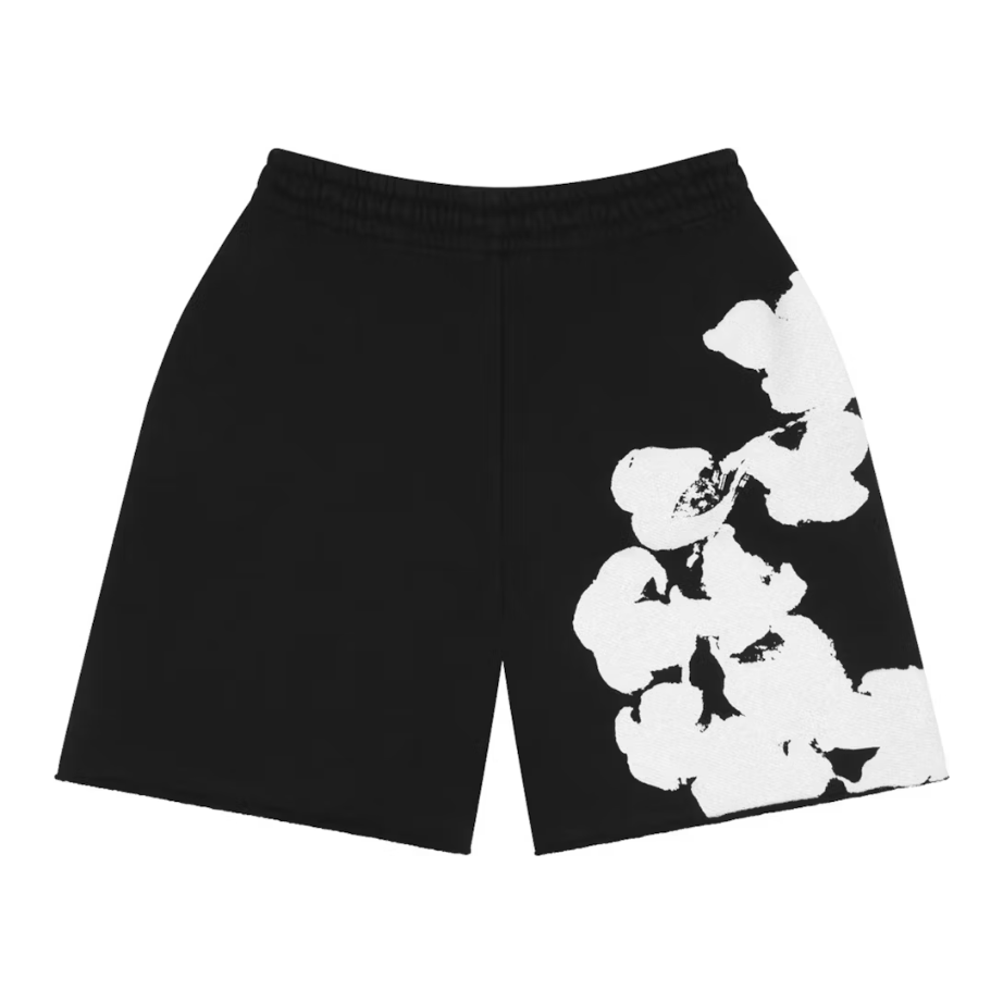 Denim Tears Big Cotton Wreath Sweat Shorts Black