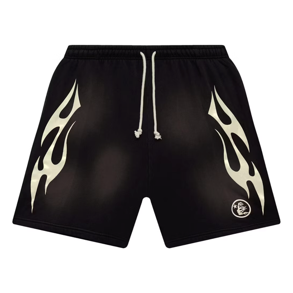 Hellstar Flame Shorts Black/White | Hellstar | KershKicks