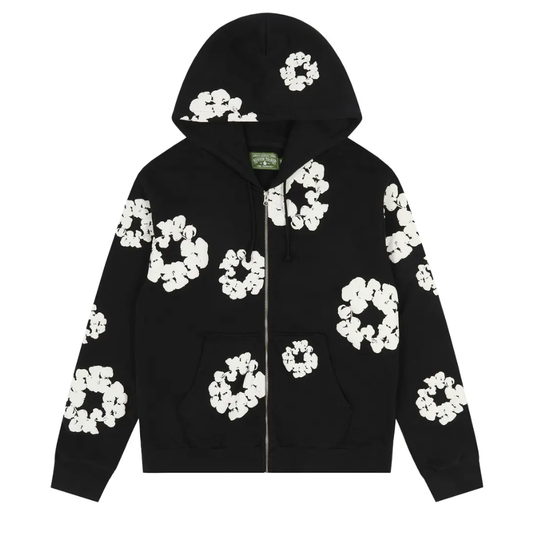 Denim Tears The Cotton Wreath Zip Up Hoodie Black