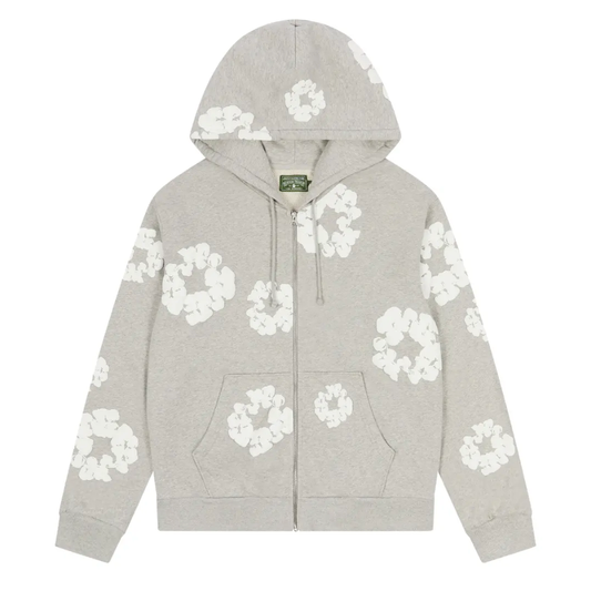 Denim Tears The Cotton Wreath Zip Up Hoodie Grey
