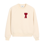 AMI Paris Ami De Coeur Sweatshirt White Cream Red