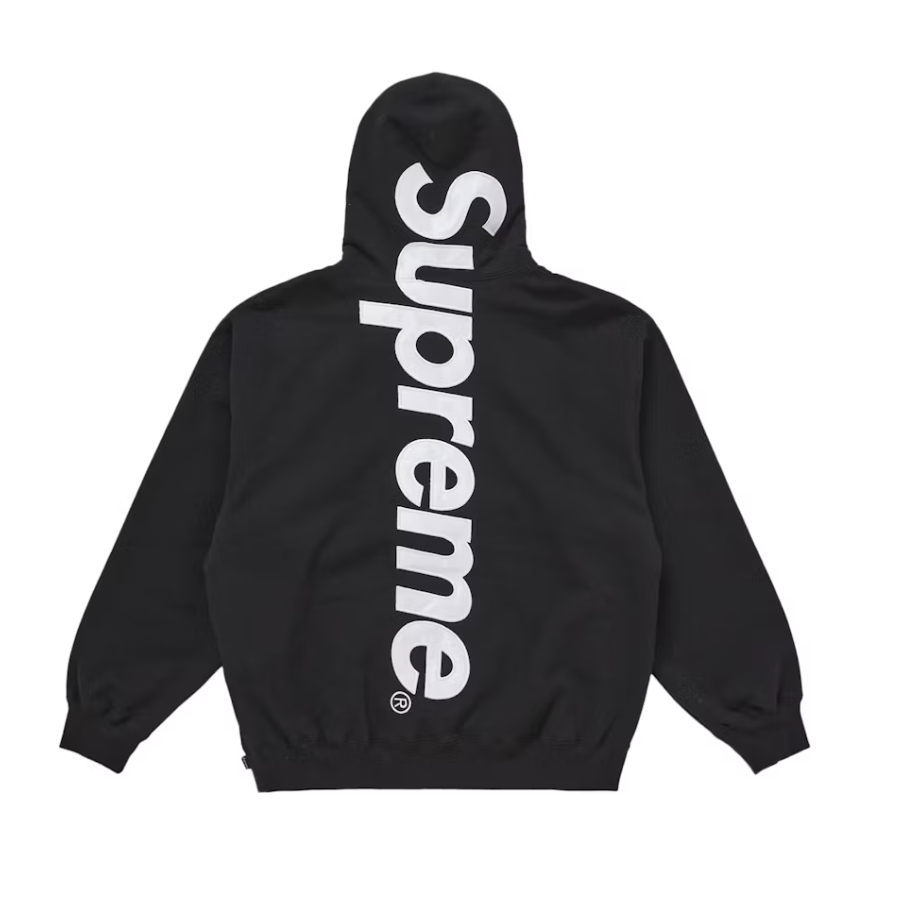 Supreme Satin Appliqué Hooded Sweatshirt Black | Supreme | KershKicks