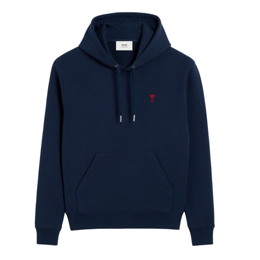 Ami Paris Ami De Coeur Small Logo Hoodie Navy/Red