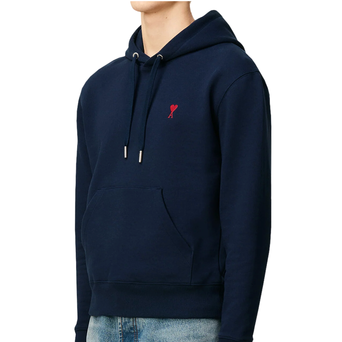 Ami Paris Ami De Coeur Small Logo Hoodie Navy/Red