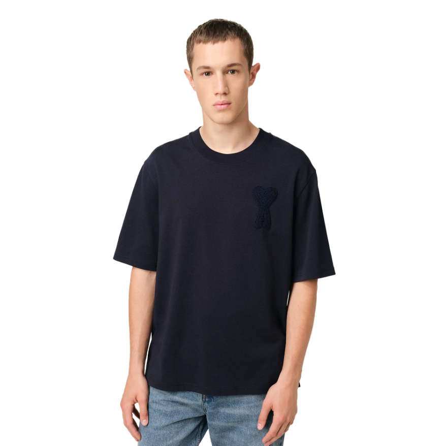 AMI Paris Ami de Coeur Patch T-Shirt Navy Blue | Ami Paris