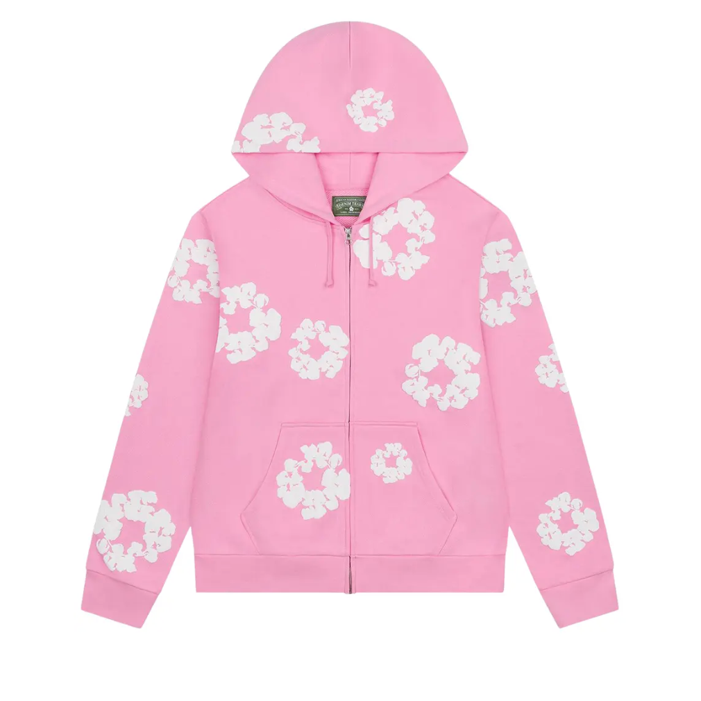 Denim Tears Cotton Wreath Zip Hoodie Pink