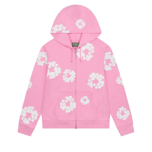 Denim Tears Cotton Wreath Zip Hoodie Pink
