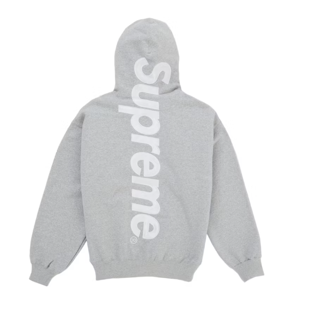 Supreme Satin Appliqué Hooded Sweatshirt Heather Grey SS26