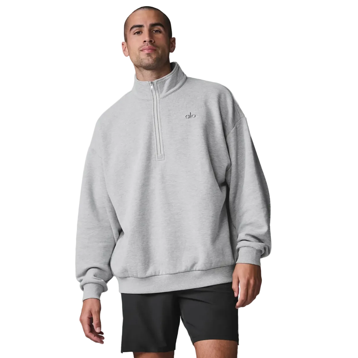 ALO Yoga Accolade 1/4 Zip Athletic Heather Grey Sweatshirt | ALO