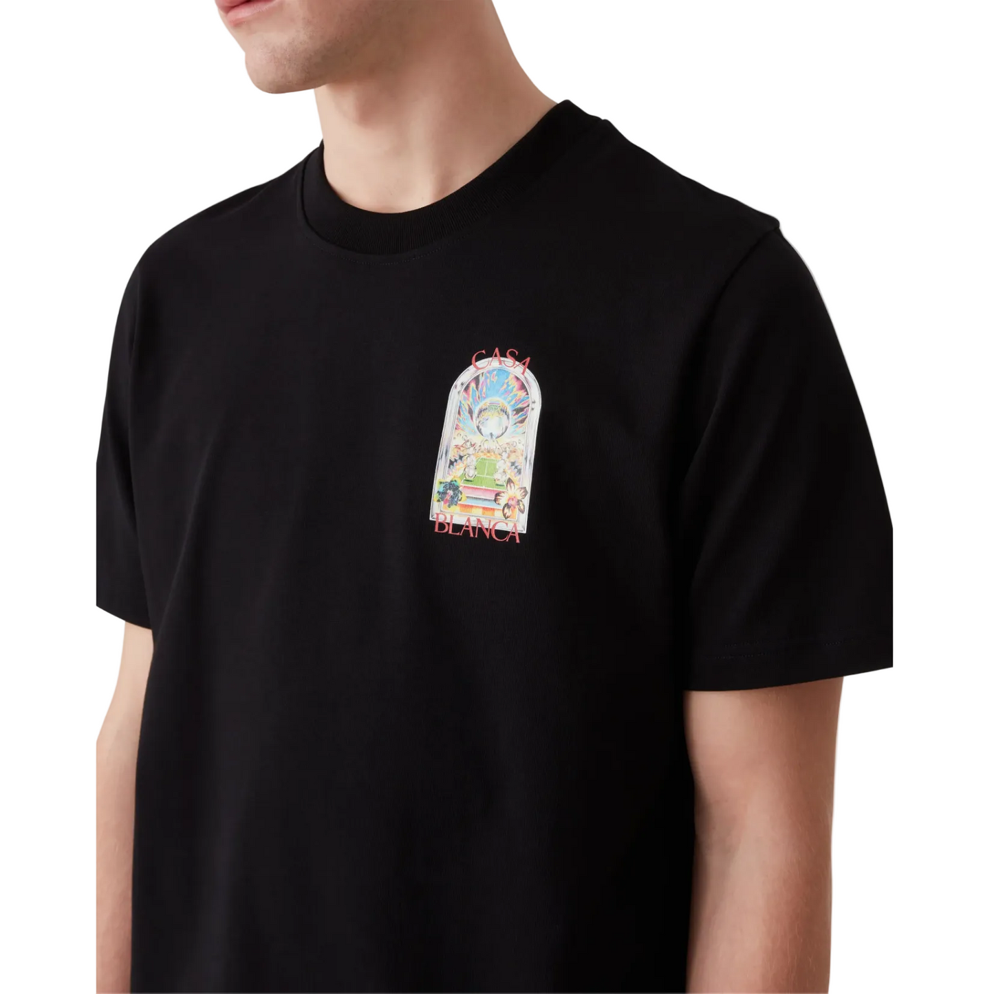 Casablanca Black Tennis Landscape Short Sleeve T‑Shirt