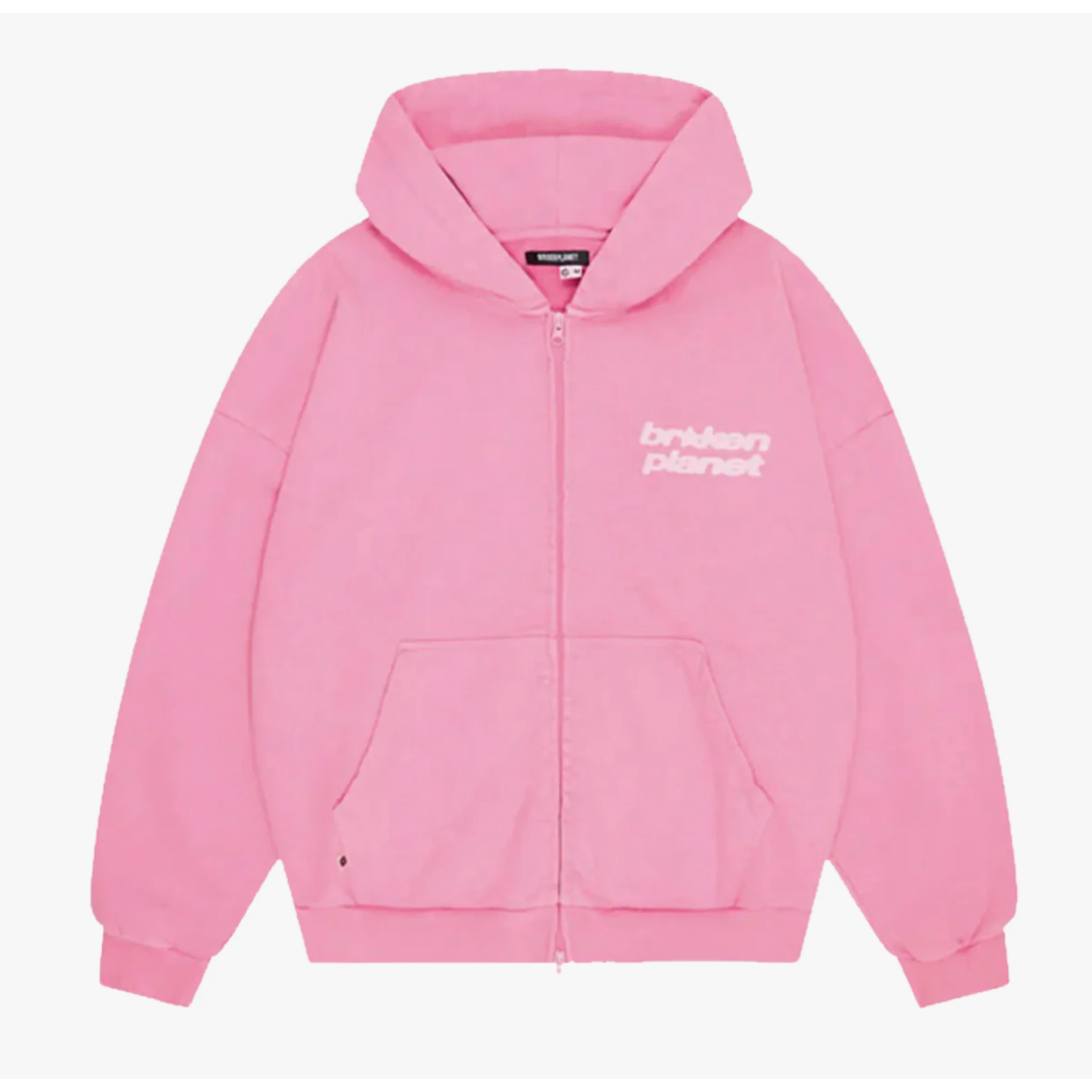 Broken Planet Star Logo Zip Up Hoodie Candy Pink