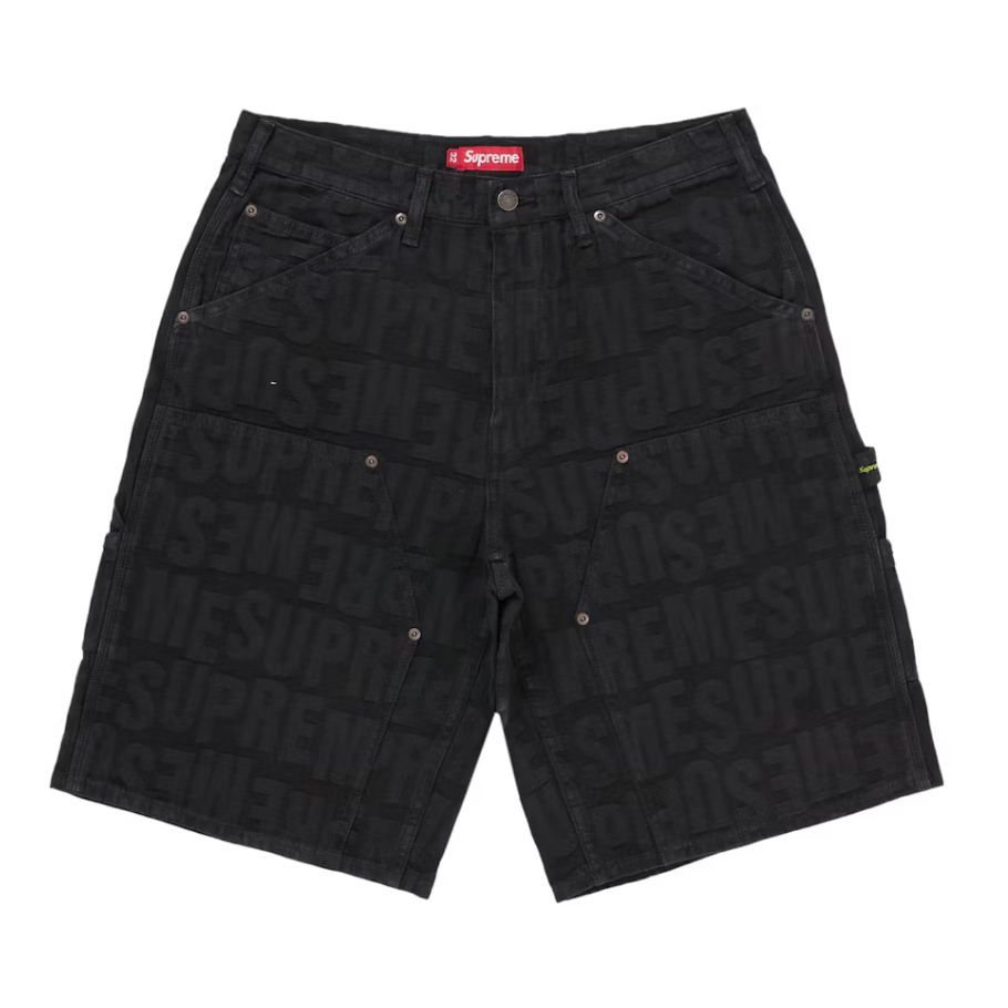 Supreme Repeat Jacquard Double Knee Denim Short Black
