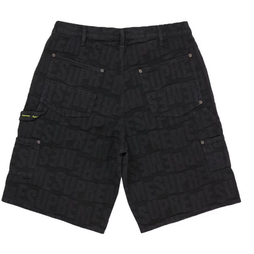 Supreme Repeat Jacquard Double Knee Denim Short Black