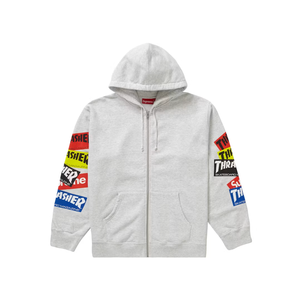 Supreme Thrasher Multi Logo Zip Up Hooded Sweatshirt Ash Grey (FW21)