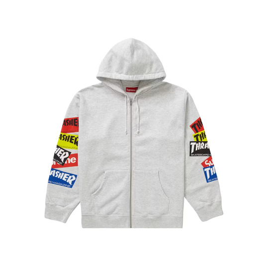 Supreme Thrasher Multi Logo Zip Up Hooded Sweatshirt Ash Grey (FW21)