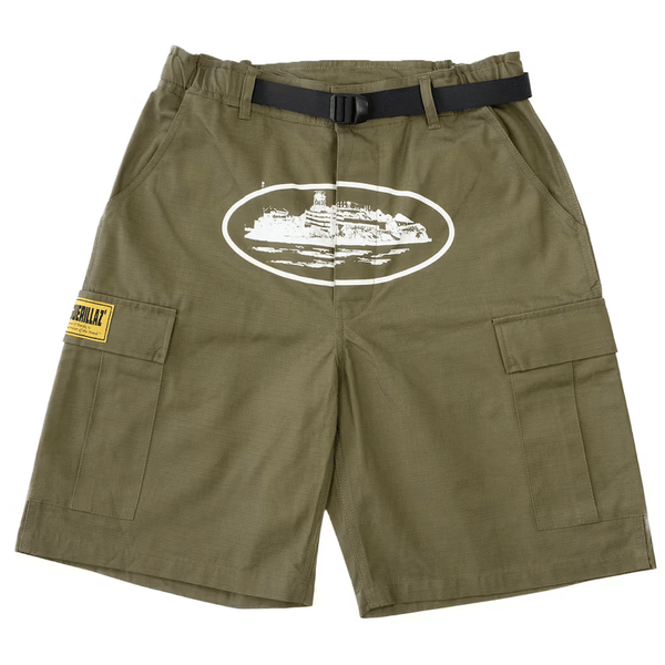 Corteiz Alcatraz Cargo Shorts Khaki Green | Corteiz | KershKicks