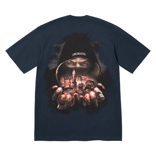 Supreme Fighter Tee Navy by Supreme in . Available at KershKicks for £95.00. A must-have for fans of Supreme looking to elevate their style with this T-Shirt.