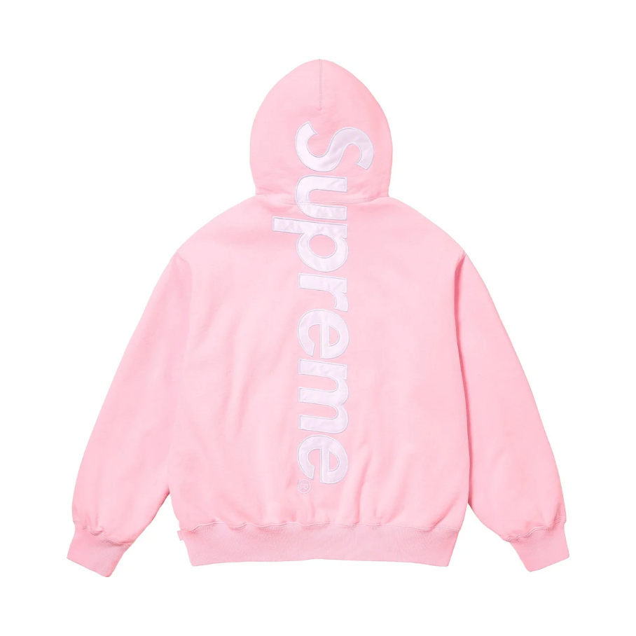 Supreme Satin Applique Hooded Sweatshirt - Light Pink by Supreme in . Available at KershKicks for £245.00. A must-have for fans of Supreme looking to elevate their style with this Hoodie.
