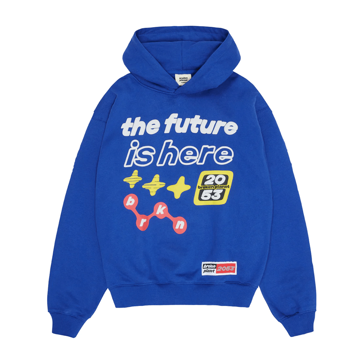 Broken Planet The Future Is Here Hoodie Blue by Broken Planet Market in Clothing. Available at KershKicks for £175.50. A must-have for fans of Broken Planet Market looking to elevate their style with this Hoodie.