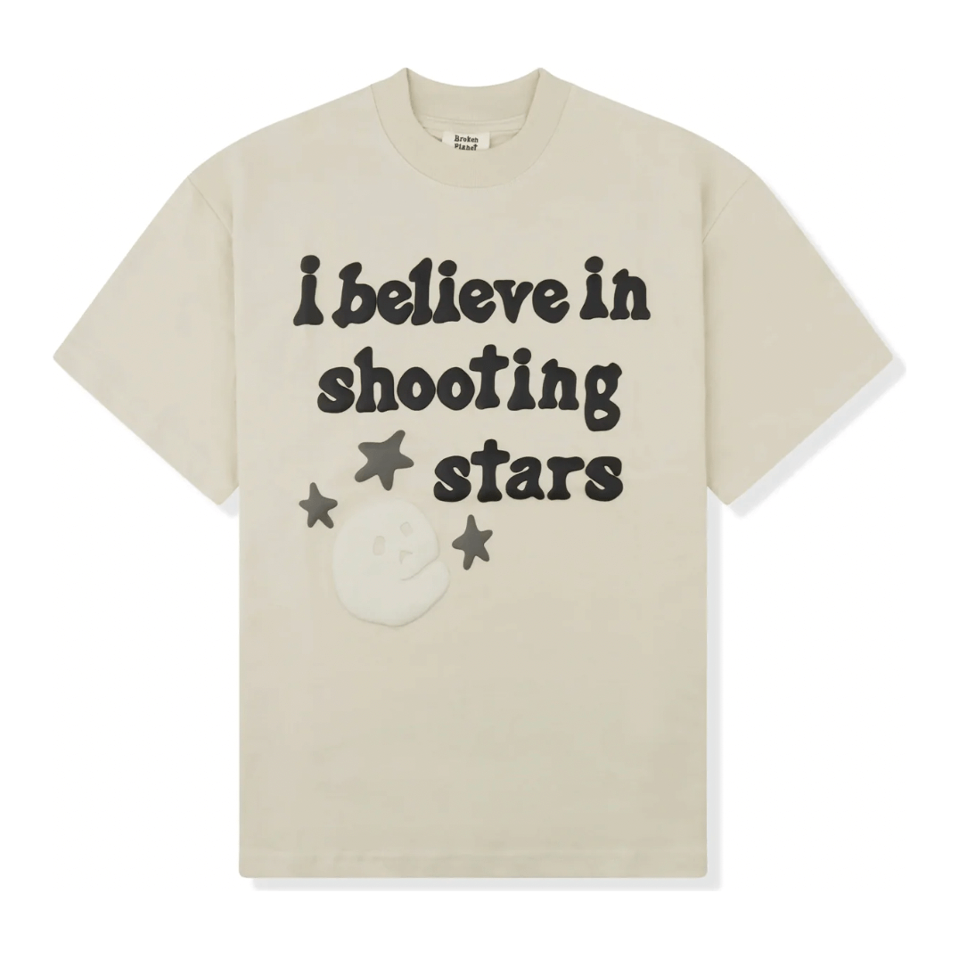 Broken Planet Market I Believe In Shooting Stars T-Shirt Bone White by Broken Planet Market in Clothing. Available at KershKicks for £95.00. A must-have for fans of Broken Planet Market looking to elevate their style with this T-Shirt.