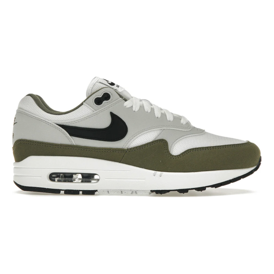 Nike Air Max 1 White Black Medium Olive by Nike in Shoes. Available at KershKicks for £125.00. A must-have for fans of Nike looking to elevate their style with this Shoes.