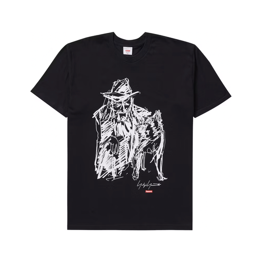 Supreme Yohji Yamamoto Scribble Portrait Tee Black by Supreme in Clothing. Available at KershKicks for £110.00. A must-have for fans of Supreme looking to elevate their style with this T-Shirt.