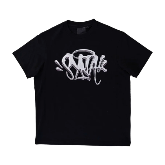 Syna World Chrome T-Shirt Black by SYNA in Uncategorized. Available at KershKicks for £60.00. A must-have for fans of SYNA looking to elevate their style with this T-Shirt.