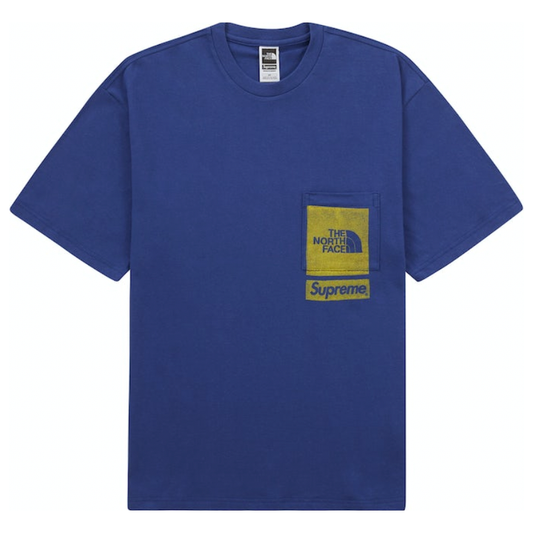 Supreme The North Face Printed Pocket Tee Navy by Supreme in Clothing. Available at KershKicks for £95.00. A must-have for fans of Supreme looking to elevate their style with this T-Shirt.