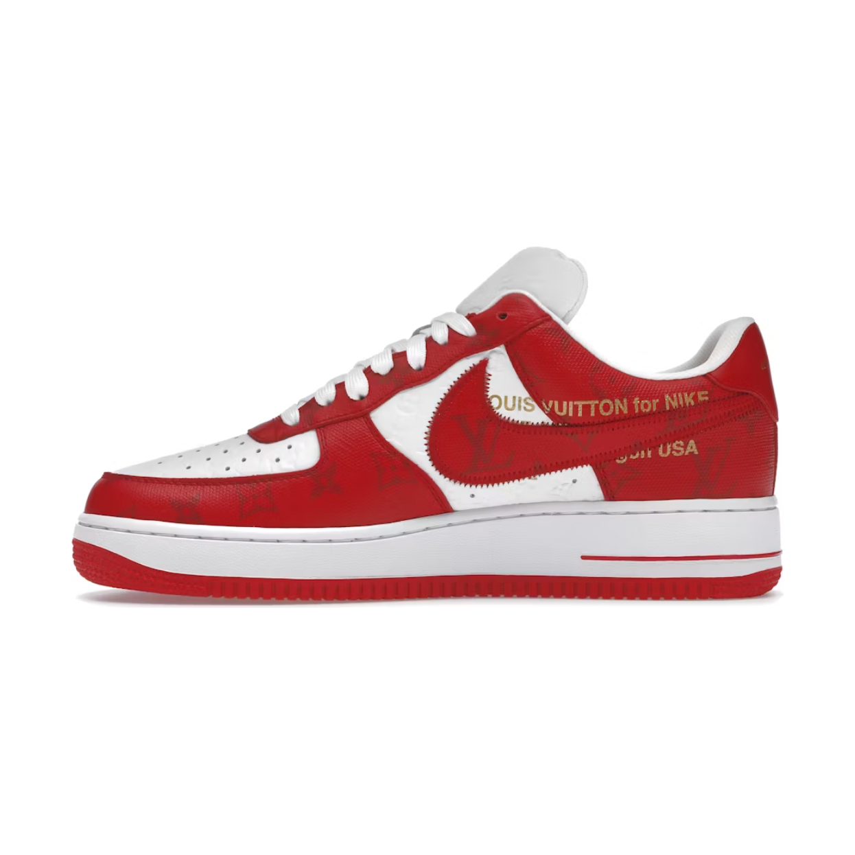 Louis Vuitton Nike Air Force 1 Low By Virgil Abloh White Red Louis Vuitton KershKicks