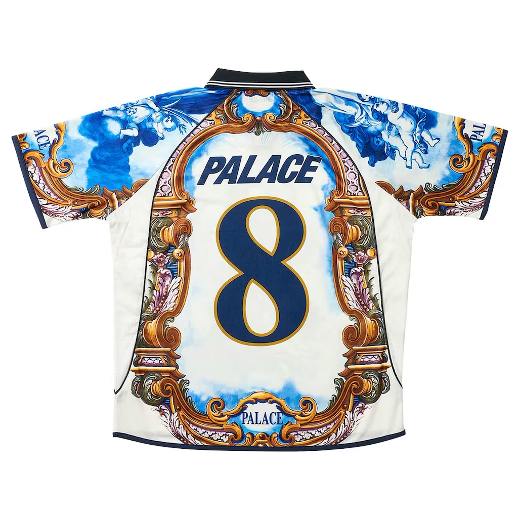 Palace Holy Grail Jersey by Palace in . Available at KershKicks for £165.00. A must-have for fans of Palace looking to elevate their style with this T-Shirt.