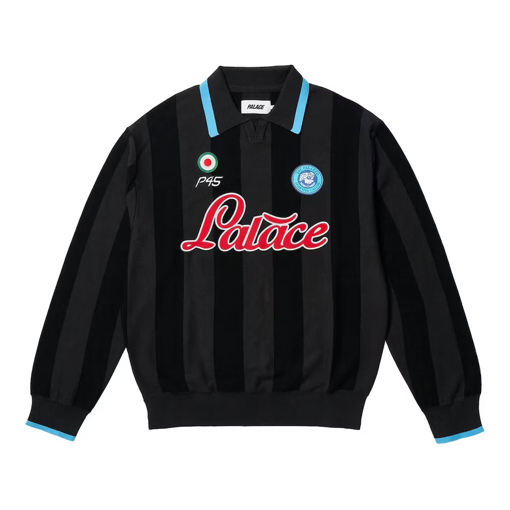Palace Vesuvio Knit Black by Palace in . Available at KershKicks for £270.00. A must-have for fans of Palace looking to elevate their style with this T-Shirt.