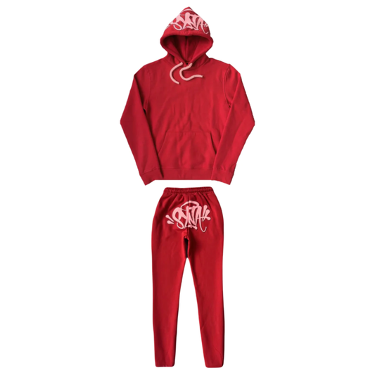 Syna World Logo Tracksuit Red by SYNA in Clothing. Available at KershKicks for £250.00. A must-have for fans of SYNA looking to elevate their style with this Tracksuit.