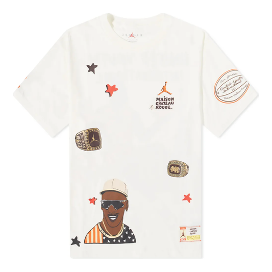 Jordan x Maison Chateau Rouge T-Shirt by Jordan's in . Available at KershKicks for £120.00. A must-have for fans of Jordan's looking to elevate their style with this T-Shirt.