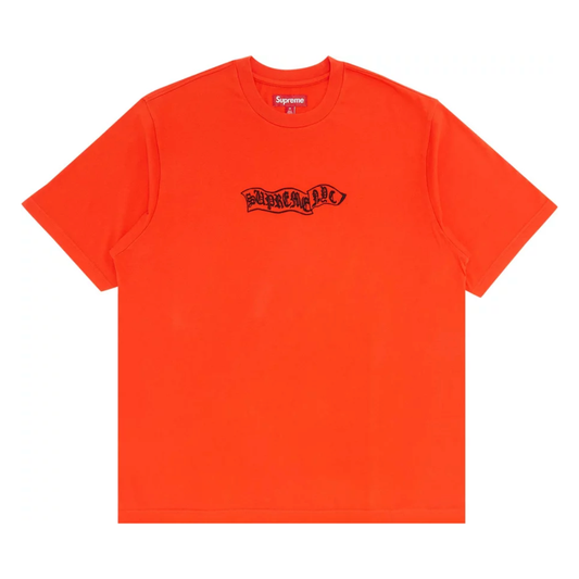 Supreme Banner Tee Orange by Supreme in Clothing. Available at KershKicks for £95.00. A must-have for fans of Supreme looking to elevate their style with this T-Shirt.