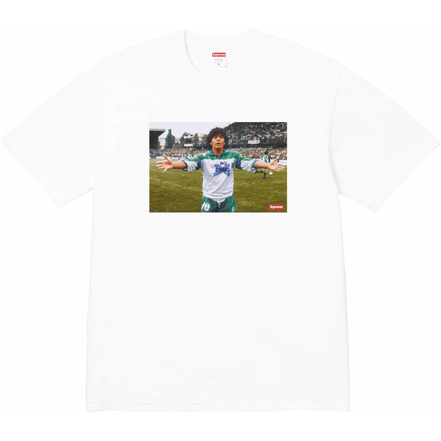Supreme Maradona Tee White by Supreme in . Available at KershKicks for £95.00. A must-have for fans of Supreme looking to elevate their style with this T-Shirt.