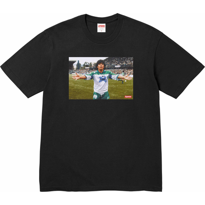 Supreme Maradona Tee Black by Supreme in . Available at KershKicks for £95.00. A must-have for fans of Supreme looking to elevate their style with this T-Shirt.