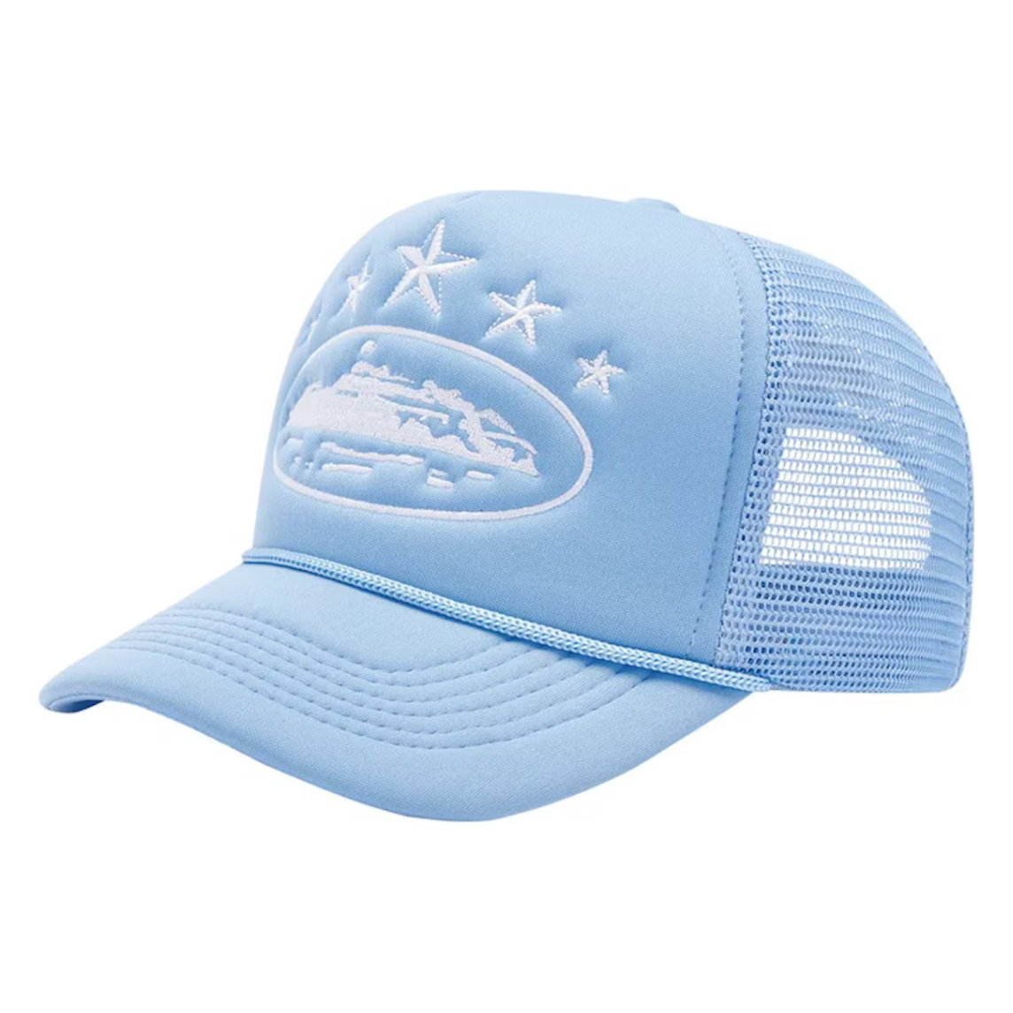 Corteiz 5 Starz Alcatraz Trucker Baby Blue by Corteiz in Hats. Available at KershKicks for £90.00. A must-have for fans of Corteiz looking to elevate their style with this Hats.