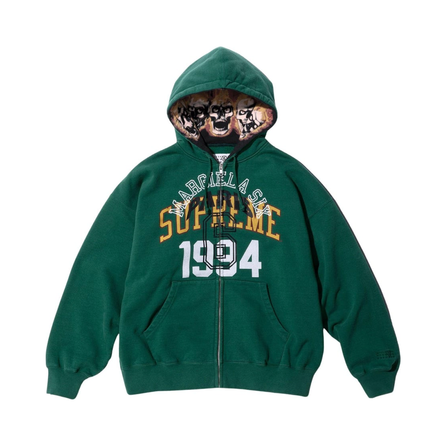 SUPREME/MM6 MAISON MARGIELA ZIP UP HOODED SWEATSHIRT DARK GREEN by Supreme in . Available at KershKicks for £750.00. A must-have for fans of Supreme looking to elevate their style with this Hoodie.