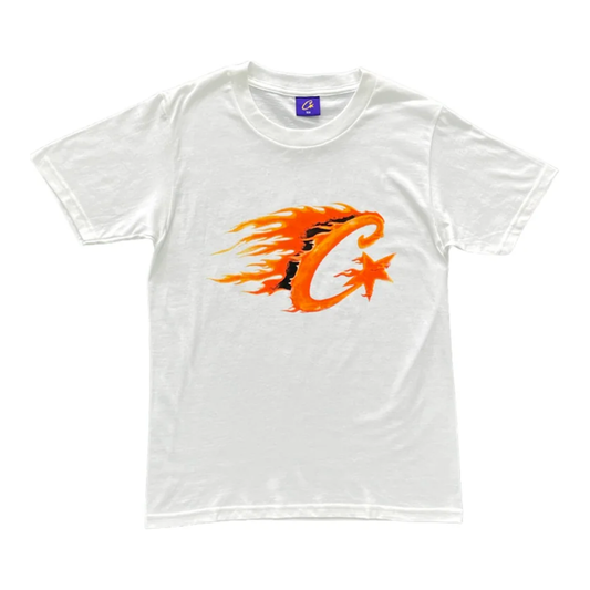 Corteiz Flame C Starz Tee White by Corteiz in Clothing. Available at KershKicks for £85.00. A must-have for fans of Corteiz looking to elevate their style with this T-Shirt.