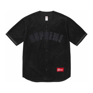 SUPREME ULTRASUEDE MESH BASEBALL JERSEY BLACK | Supreme | KershKicks